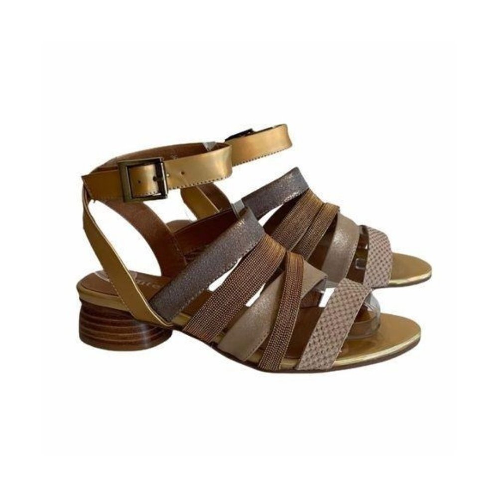 Antelope Multi Strap Taupe Metallic Leather Sandal